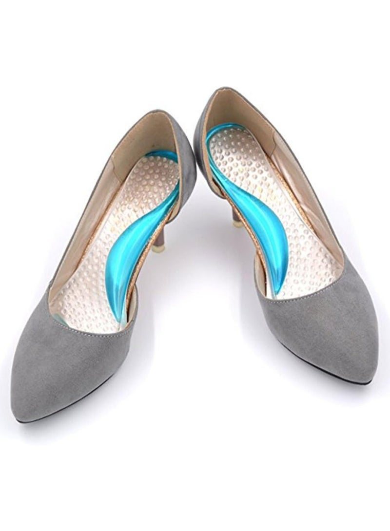 نعل داخلي داعم  القدم المسطحة - وسادة احذية تدليك القدم المسطحة - وسادات احذية عالية مضادة للانزلاق - تمنع البثور والذرة والكالس - العناية بالقدم (ازرق) (زوج واحد - قطعتان) - Image 4